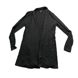 Eileen Fisher XS Black Open Front Long‎ Sleeve Jacket Viscose Spandex